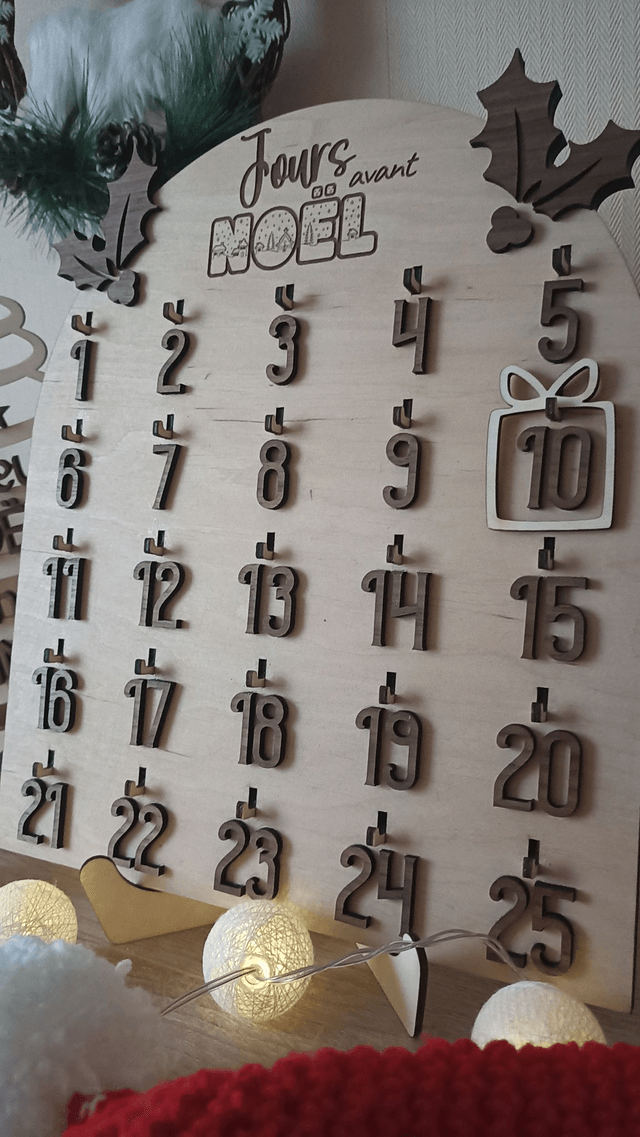 Calendrier de l'avent perpétuel - Chiffres et cadeau