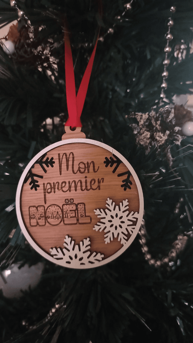Boule - Mon premier Noël - Bois chêne